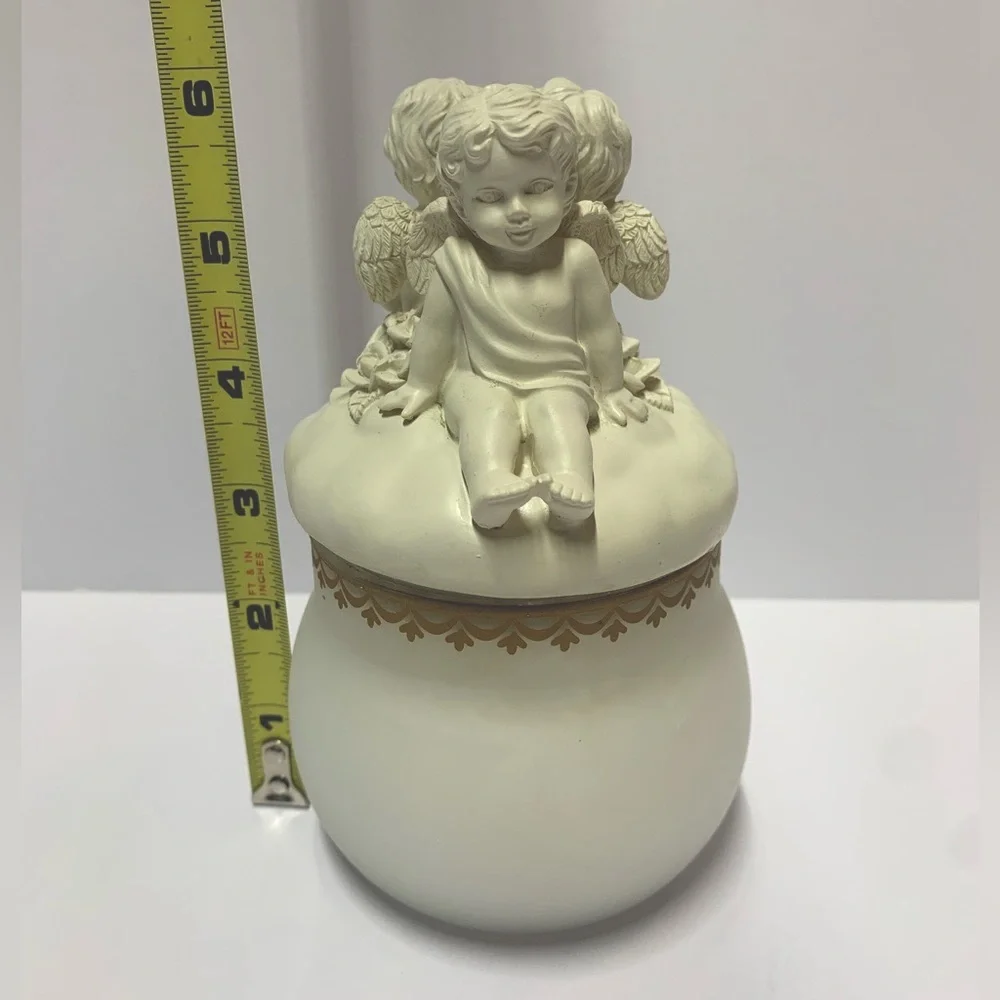 Avon Vintage Cherub Angel Candle Jar Collectible Romantic Decor